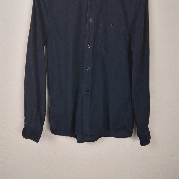 French Connection Mens Black Corduroy Cotton Button Up Shirt Size M Long Sleeve - Picture 3 of 13